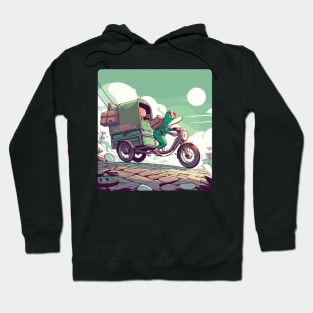 Frog on cargo bike Hoodie